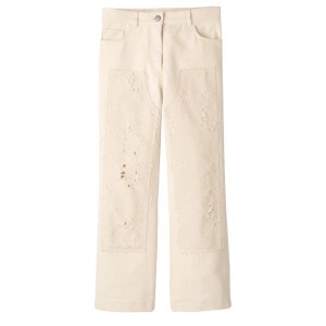 Beige Longchamp Gabardine Women's Trousers | 57104-MKUY