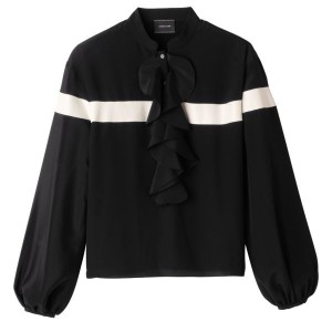 Black Longchamp Crepe Women's Blouse | 73985-FRDC