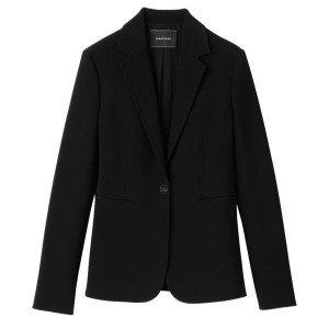 Black Longchamp Crepe Women's Jackets | 94685-LMCQ