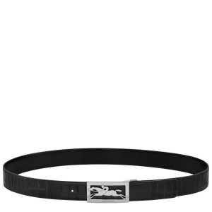 Black Longchamp Delta Box Men's Belts | 15048-DAKW