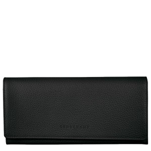 Black Longchamp Le Foulonne Continental Women's Wallets | 72801-DHUP