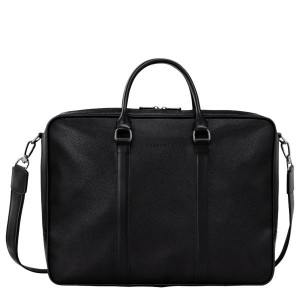 Black Longchamp Le Foulonne L Men's Briefcase | 93582-UGVH