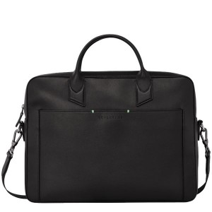 Black Longchamp Leather Men's Briefcase | 71895-FQTO