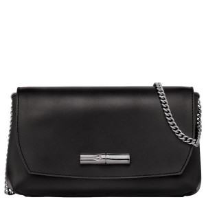 Black Longchamp Roseau Clutch Women's Crossbody Bags | 72516-JVMY