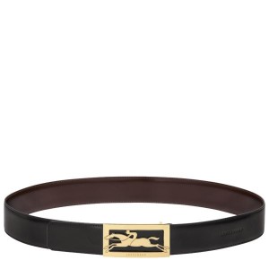 Black / Beige Longchamp Delta Box Men's Belts | 28169-JVAB