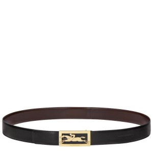 Black / Beige Longchamp Delta Box Men's Belts | 85427-YXMG