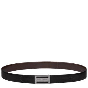 Black / Beige Longchamp Delta Box Men's Belts | 01482-TCBL