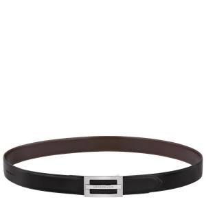 Black / Beige Longchamp Delta Box Men's Belts | 29674-FLPZ