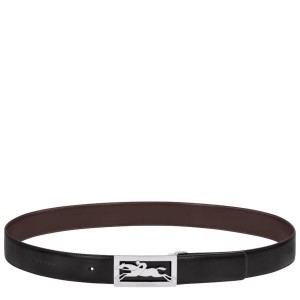 Black / Beige Longchamp Delta Box Men's Belts | 93518-MDEJ