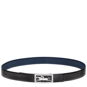 Black / Navy Longchamp Delta Box Men's Belts | 36845-XUZF