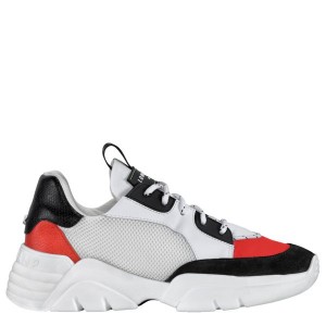 Black / White / Red Longchamp Freeminder Women's Sneakers | 49652-CKDO