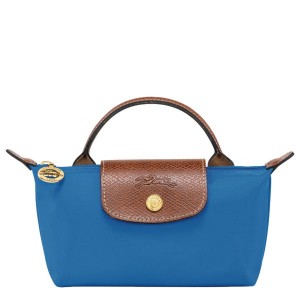 Deep Blue Longchamp Le Pliage Original With Handle Men's Pouches | 24698-WLMS