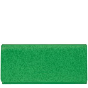 Green Longchamp Le Foulonne Continental Women's Wallets | 86714-OXPK