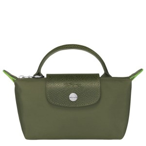 Green Longchamp Le Pliage With Handle Women's Pouches | 60834-XPAC