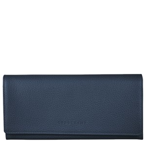 Navy Longchamp Le Foulonne Continental Women's Wallets | 40291-DMAE