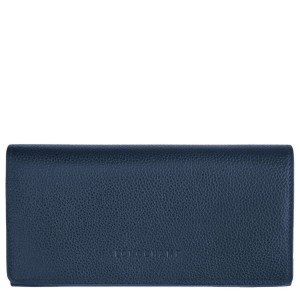 Navy Longchamp Le Foulonne Continental Women's Wallets | 38940-YVOS