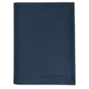 Navy Longchamp Le Foulonne Men's Wallets | 17895-MHYW