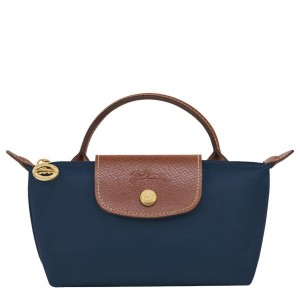 Navy Longchamp Le Pliage Original With Handle Men's Pouches | 81365-BRJM