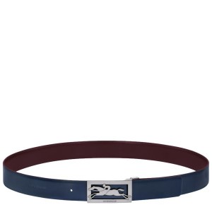 Navy / Burgundy Longchamp Delta Box Men's Belts | 06789-IXDT