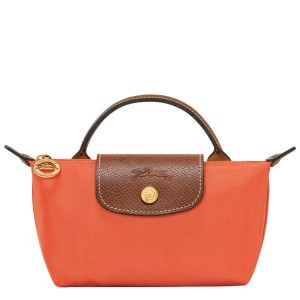 Orange Longchamp Le Pliage Original With Handle Men's Pouches | 81326-WLVD