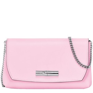 Pink Longchamp Roseau Clutch Women's Crossbody Bags | 42360-BIDR