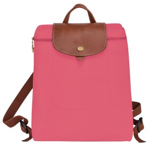 Pink / Brown Longchamp Le Pliage Original M Women's Backpacks | 96578-HPIS