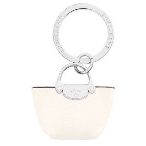 Silver / Beige Longchamp Le Pliage Cuir Men's Key Rings | 14367-MROP