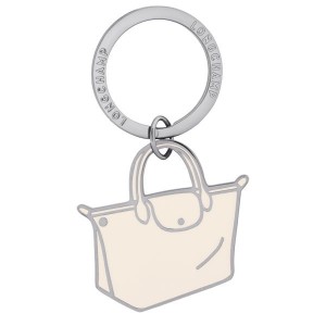 Silver / Beige Longchamp Le Pliage Women's Key Rings | 34802-KBHF