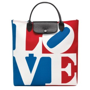 White Longchamp Robert Indiana L Men's Handbag | 67013-DMCF