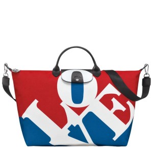 White Longchamp Robert Indiana Men's Travel Bags | 70628-VCNW