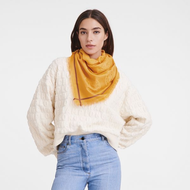 Apricot Longchamp La Medaille Women's Scarf | 75230-YXKL