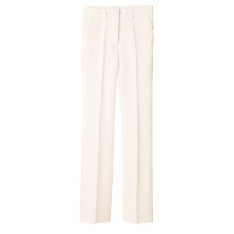 Beige Longchamp Crepe Women's Trousers | 81457-QODT