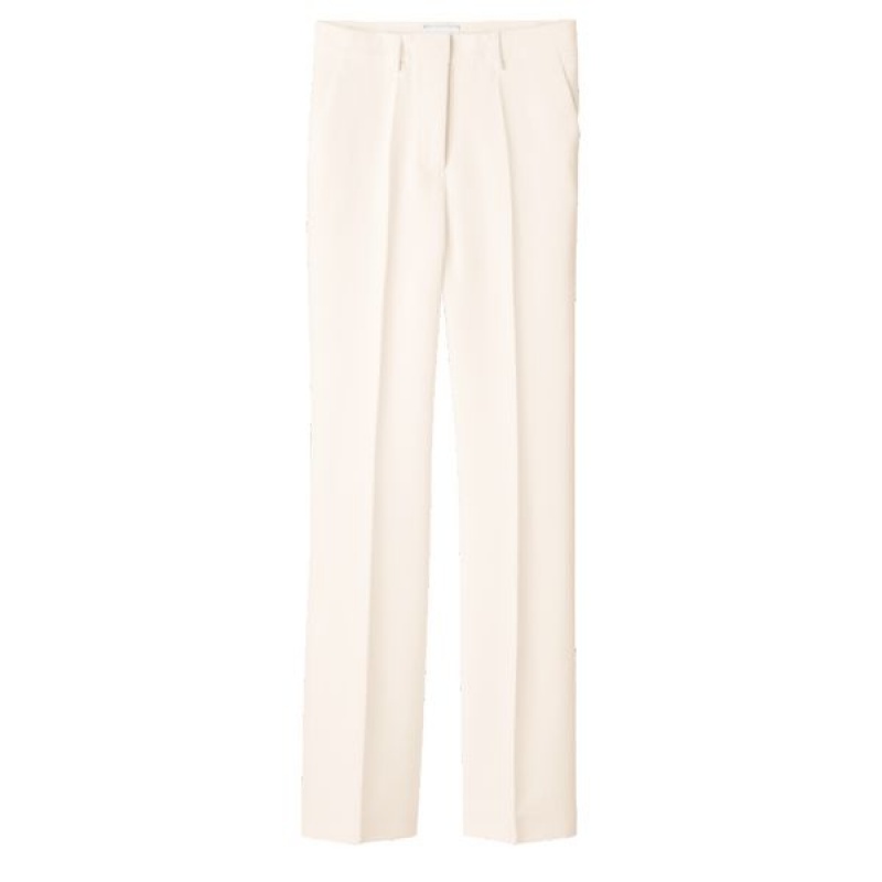 Beige Longchamp Crepe Women\'s Trousers | 81457-QODT