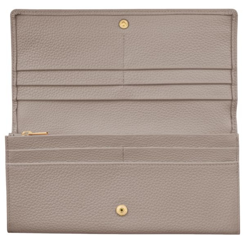 Beige Longchamp Le Foulonne Continental Women's Wallets | 58264-XMTZ