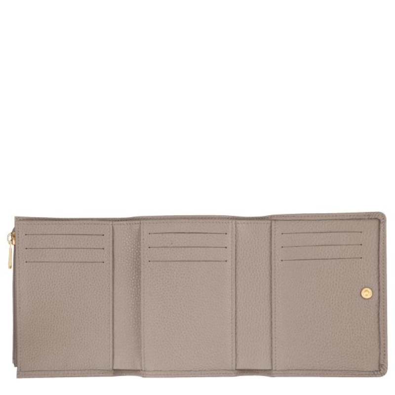 Beige Longchamp Le Foulonne Men's Wallets | 64738-MBIP