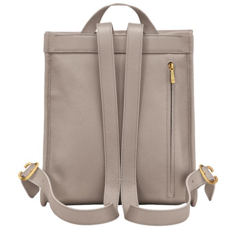 Beige Longchamp Le Foulonne Women's Backpacks | 25384-ZAPB