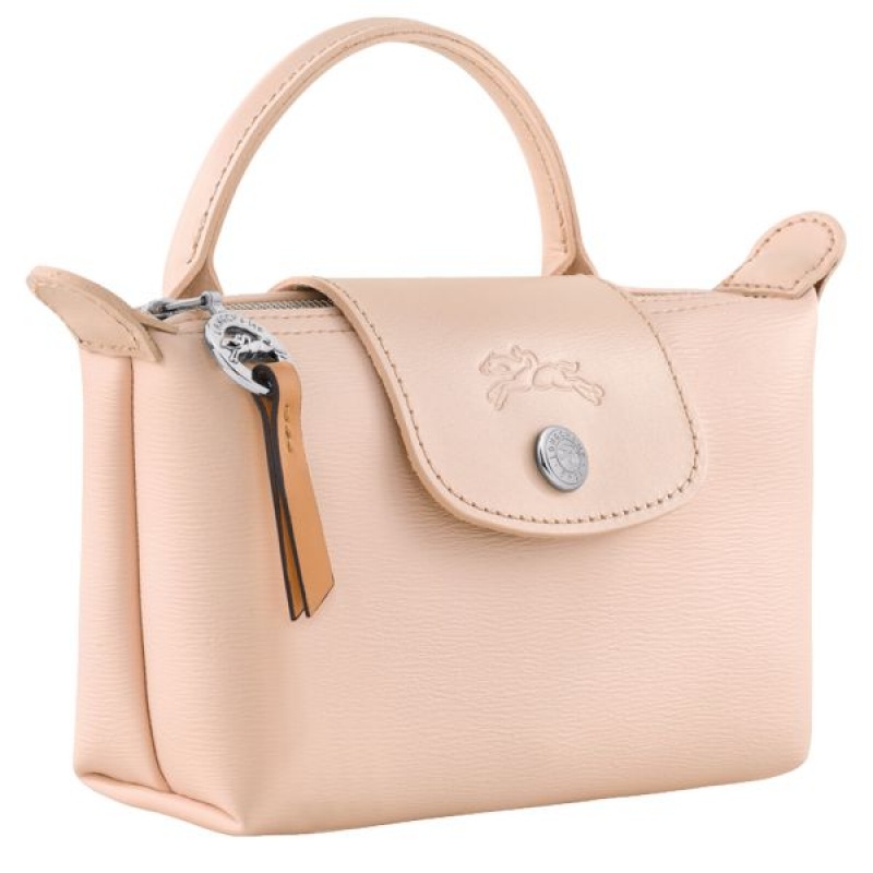 Beige Longchamp Le Pliage City With Handle Women's Pouches | 76201-CPJB