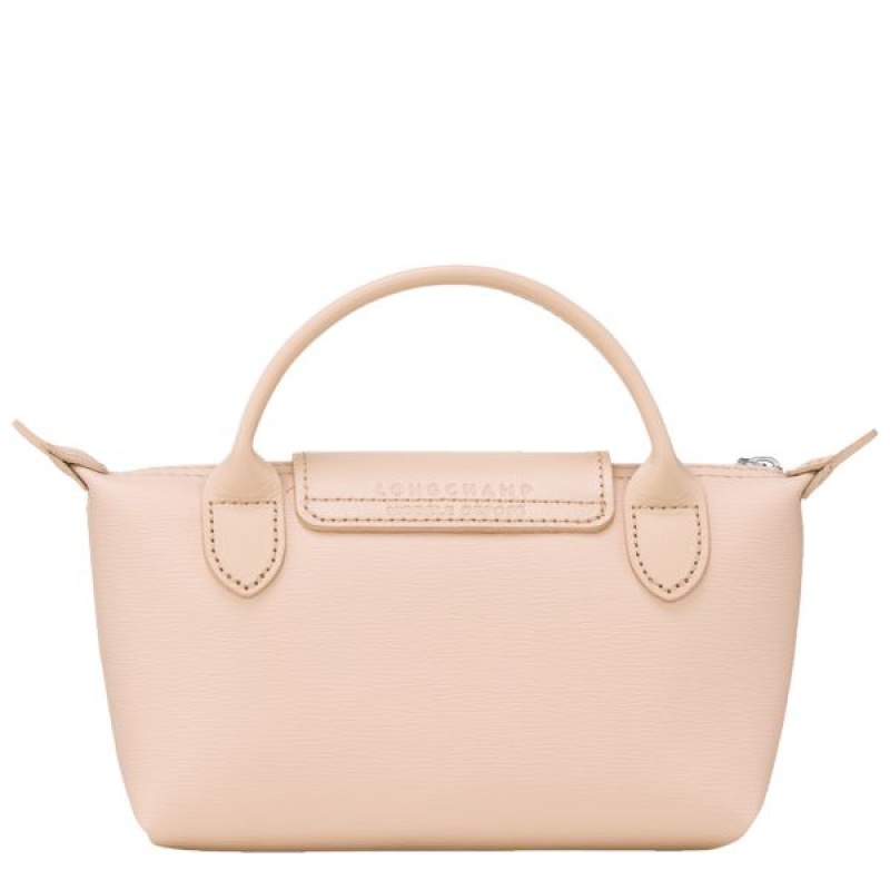 Beige Longchamp Le Pliage City With Handle Women's Pouches | 76201-CPJB