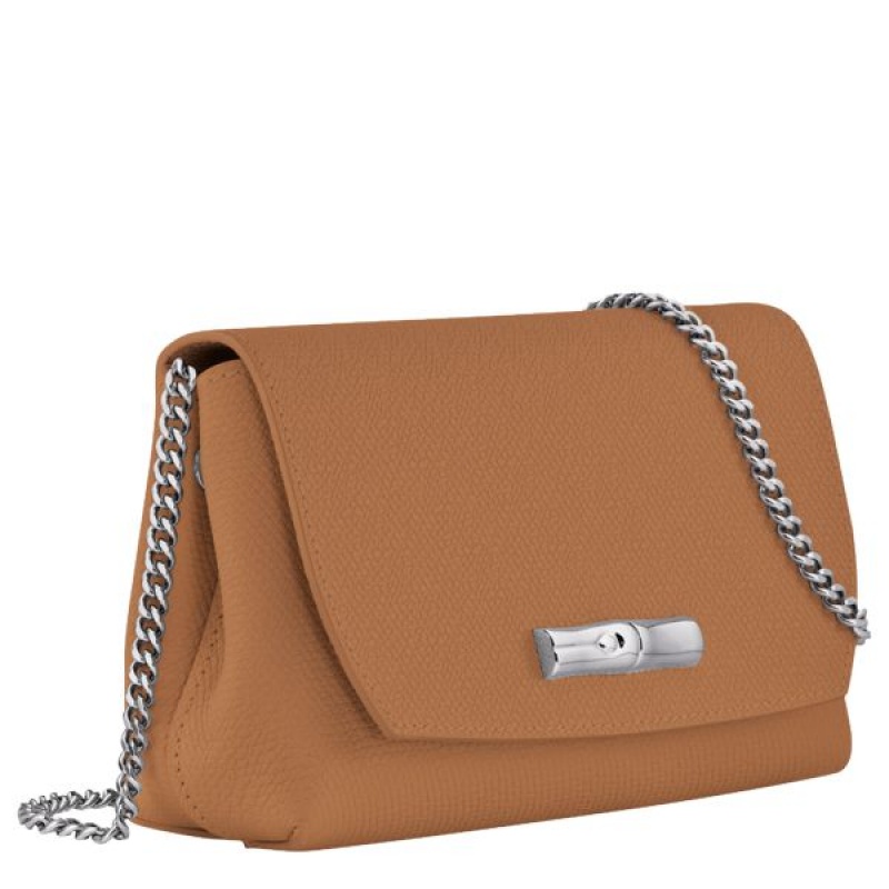 Beige Longchamp Roseau Clutch Women's Crossbody Bags | 76521-WYVK