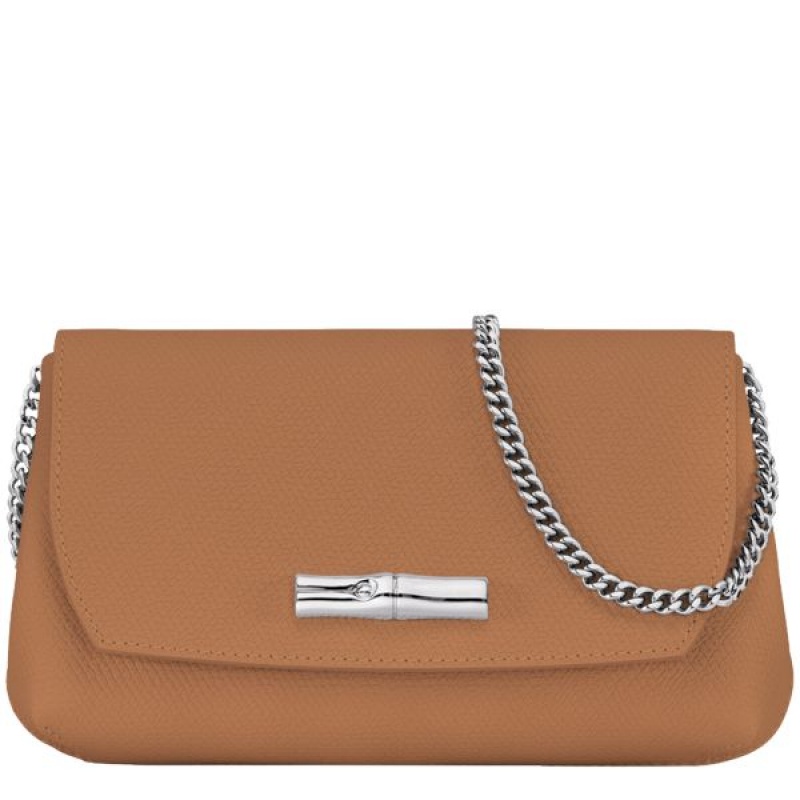 Beige Longchamp Roseau Clutch Women\'s Crossbody Bags | 76521-WYVK