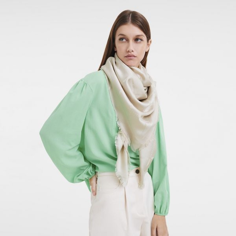 Beige Longchamp Roseau Women's Scarf | 30269-QGUR