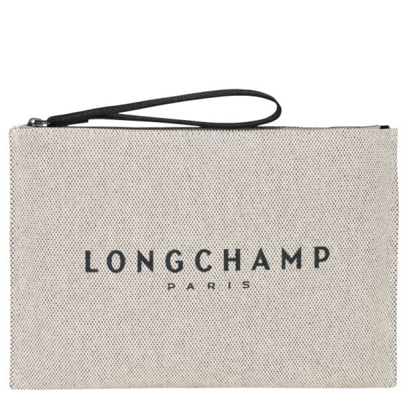 Beige / Black Longchamp Roseau Men's Pouches | 96720-DJPS