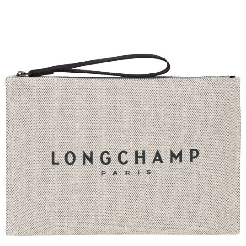 Beige / Black Longchamp Roseau Men\'s Pouches | 96720-DJPS