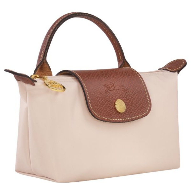 Beige / Brown Longchamp Le Pliage Original With Handle Women's Pouches | 02968-UYXB