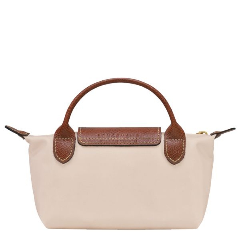 Beige / Brown Longchamp Le Pliage Original With Handle Women's Pouches | 02968-UYXB