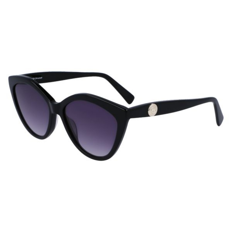 Black Longchamp Acetate Women's Sunglasses | 34180-GSZH