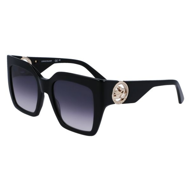 Black Longchamp Acetate Women's Sunglasses | 03975-WTRB