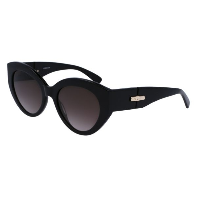 Black Longchamp Acetate Women's Sunglasses | 63752-YZNJ