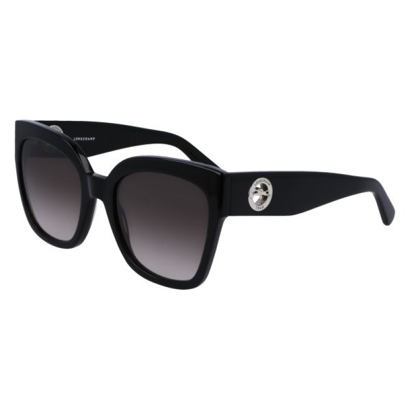 Black Longchamp Acetate Women's Sunglasses | 95138-USFA