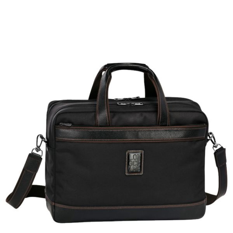 Black Longchamp Boxford L Men\'s Briefcase | 48907-MFZI